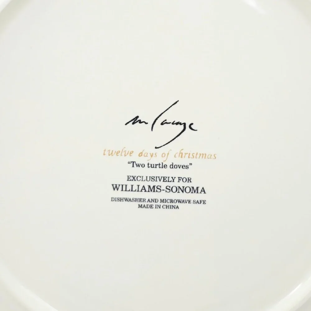 Williams Sonoma 12 Day's of Christmas Salad Plate - Two Turtle Doves